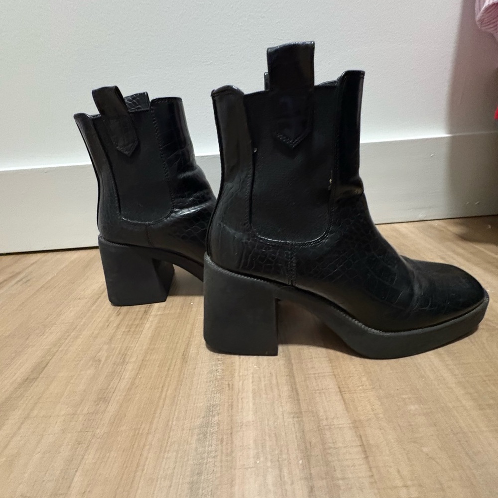 Nasty gal Black Croc-Embossed Ankle Boots